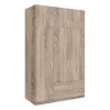 Three-leaf wardrobe with drawers Royal pakoworld in sonoma shade 150x58x230cm