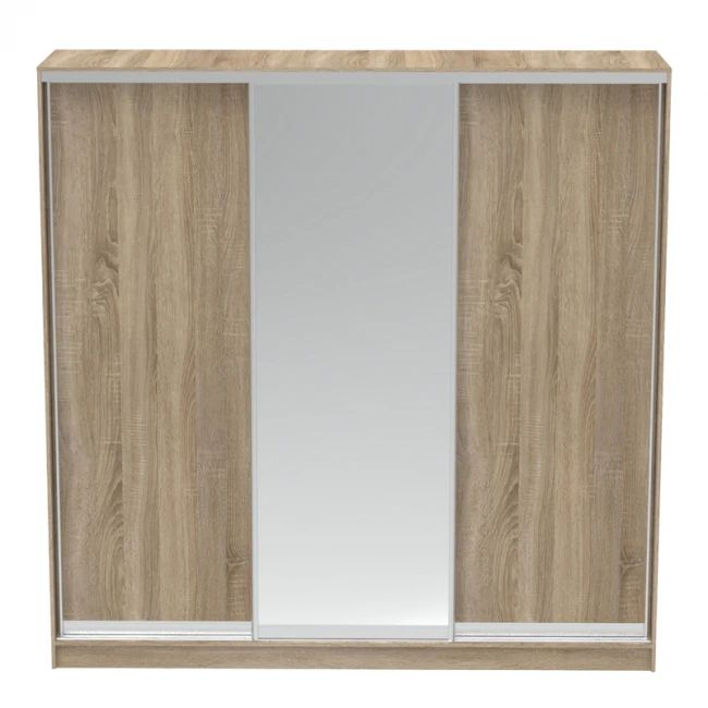 Ντουλάπα τριφυλλη συρόμενη με καθρέφτη Aparador I pakoworld σε sonoma απόχρωση 240x60x240εκ