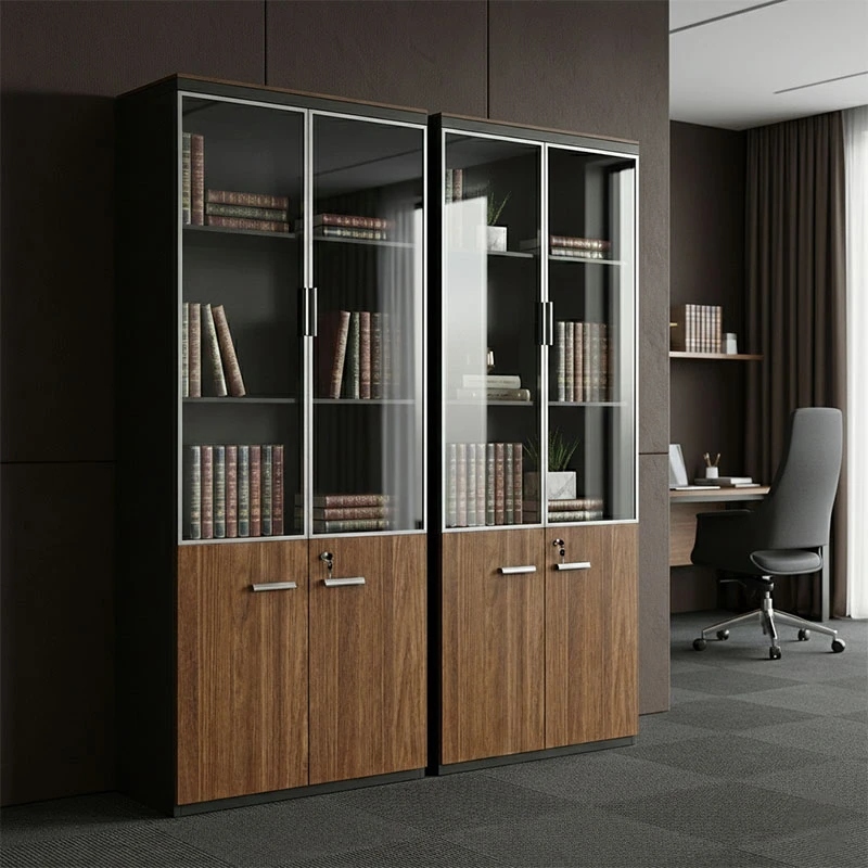 Professional office cabinets Oscar pakoworld walnut-anthracite 160x40x200cm