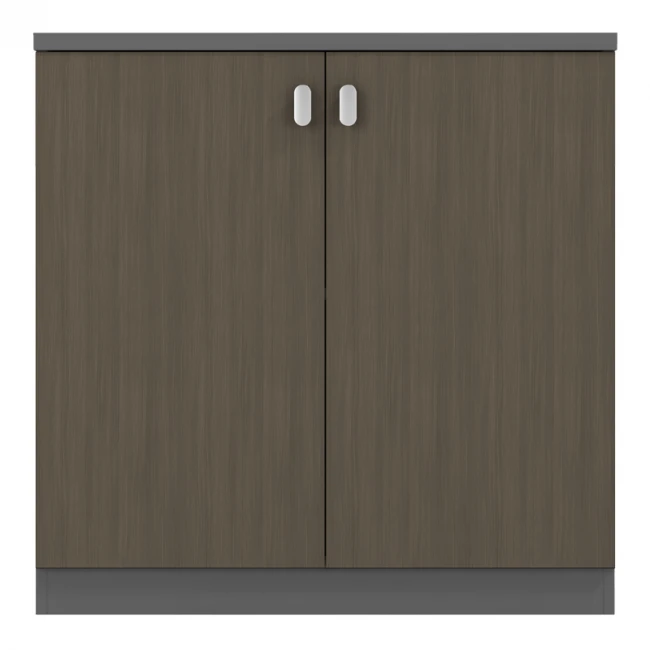 Ντουλάπι γραφείου επαγγελματικό χαμηλό Denith pakoworld ανθρακί-καρυδί  80x40x80εκ