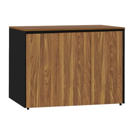 Professional office cabinet low professional Oscar pakoworld melamine in walnut-charcoal shade 120x40x80cm