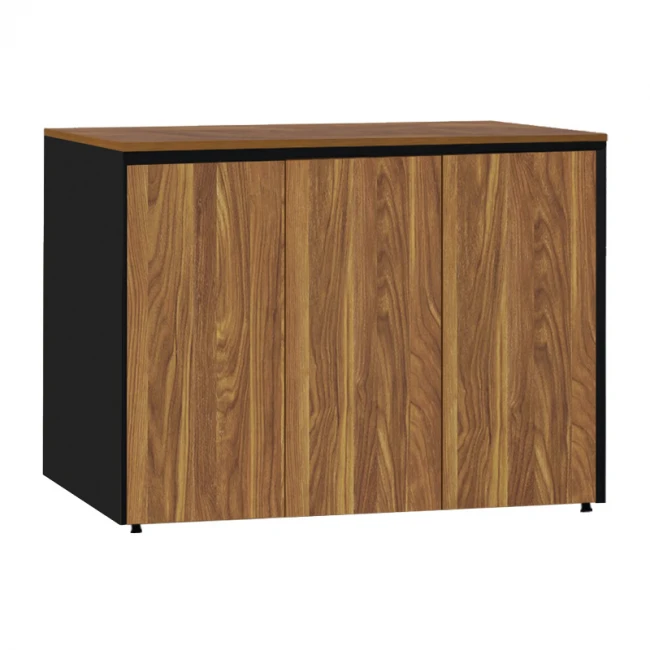 Office cabinet low professional Oscar pakoworld melamine in walnut-charcoal shade 120x40x80cm