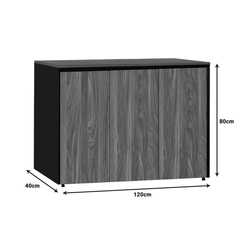 Office cabinet low professional Oscar pakoworld melamine in walnut-charcoal shade 120x40x80cm