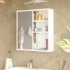 Bagno bathroom cabinet with mirror pakoworld in white shade 60x14.5x63.6cm