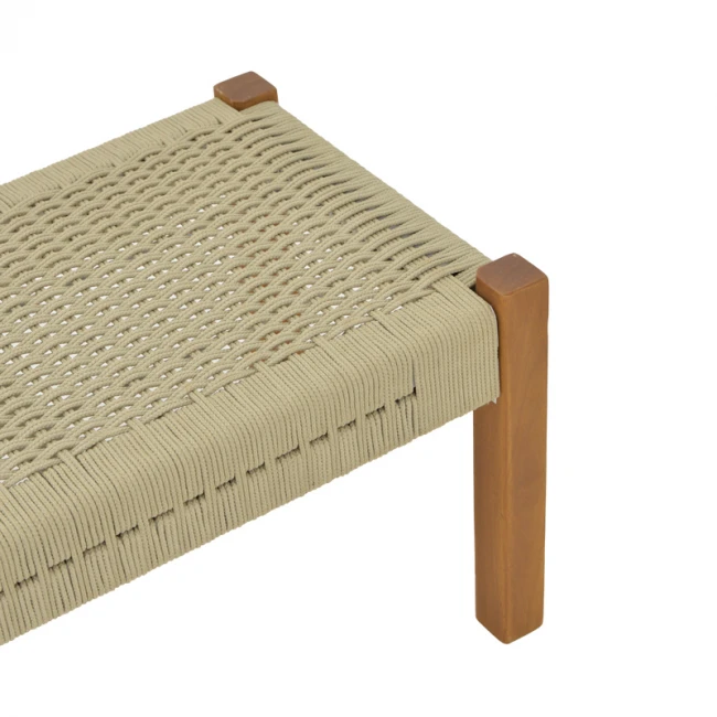 Bench Uma pakoworld teak wood and pe rope in natural shade 120x45x40cm