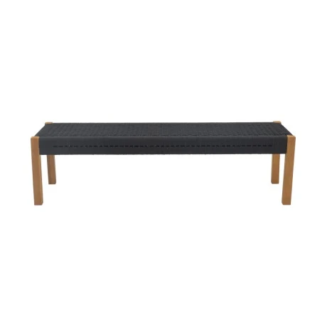 Bench Uma pakoworld teak wood and pe rope in black shade 120x45x40cm