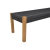 Bench Uma pakoworld teak wood and pe rope in black shade 120x45x40cm