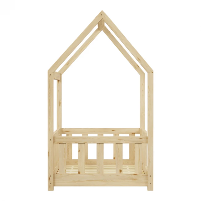 Παιδικό κρεβάτι Bambie με κιγκλίδωμα τ.Montessori pakoworld ξύλο πεύκου σε φυσική απόχρωση 70x140εκ