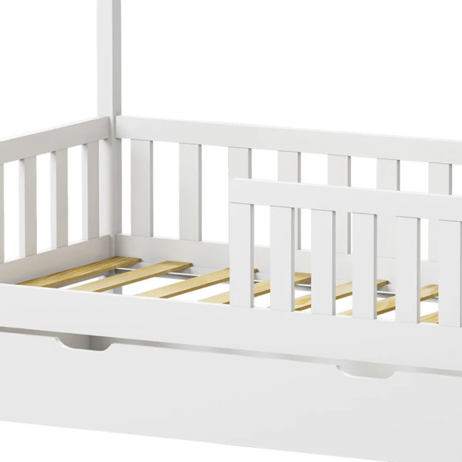 Παιδικό κρεβάτι Bendina τ.Montessori με συρτάρι pakoworld ξύλο πεύκου σε λευκή απόχρωση 70x140εκ