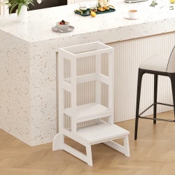 Learning tower for children Chiquel pakoworld Montessori-style wood in white color 45.7x51x90cm