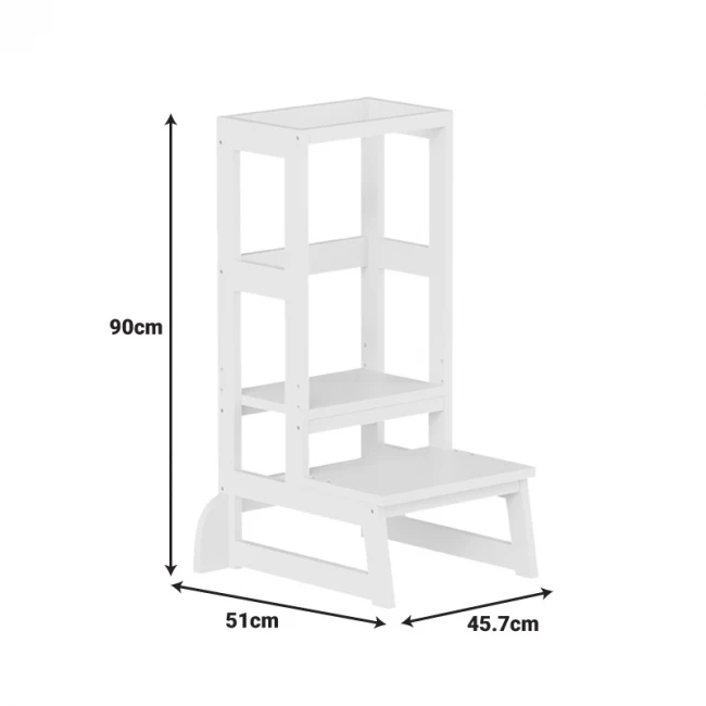 Learning tower for children Chiquel pakoworld Montessori-style wood in white color 45.7x51x90cm