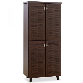 Shoe storage cabinet MANTAM pakoworld with 4 doors for 24 pairs of shoes in walnut color 78x40x170,5cm