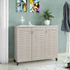 Shoe cabinet MANTAM pakoworld 16 pairs white-grey 115.5x40x92cm