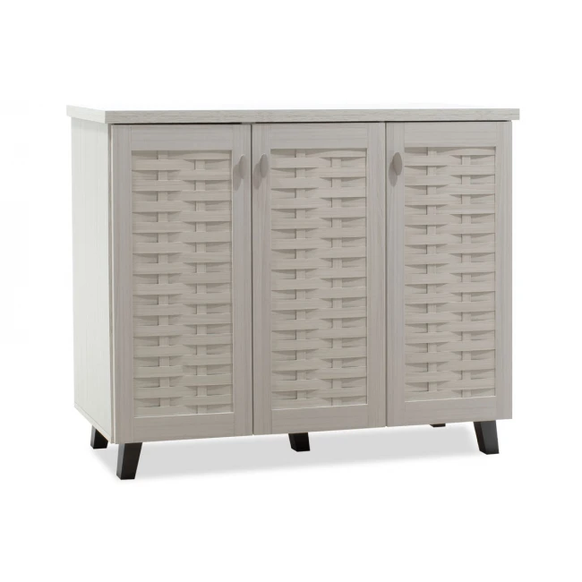 Shoe cabinet MANTAM pakoworld 16 pairs white-grey 115.5x40x92cm