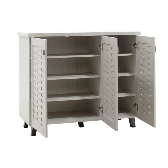 Shoe cabinet MANTAM pakoworld 16 pairs white-grey 115.5x40x92cm