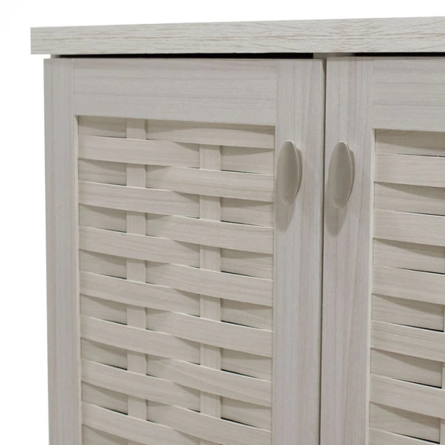 Shoe cabinet MANTAM pakoworld 16 pairs white-grey 115.5x40x92cm