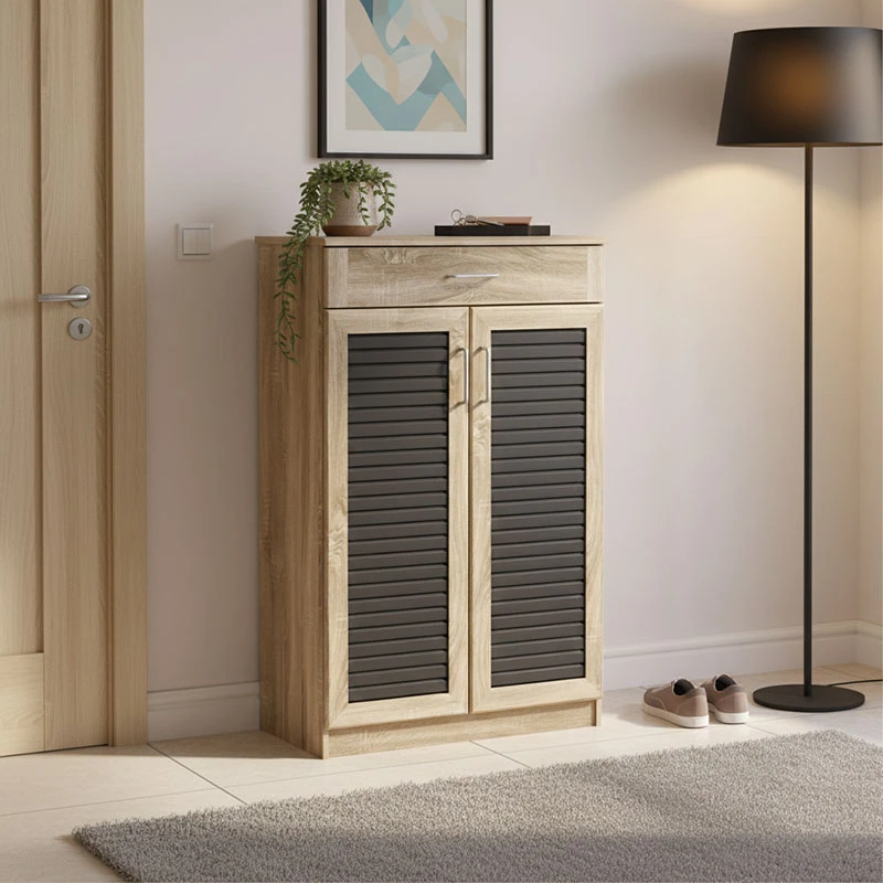 Shoe cabinet Sante pakoworld 20 pairs sonoma-dark grey color 80x37x123cm