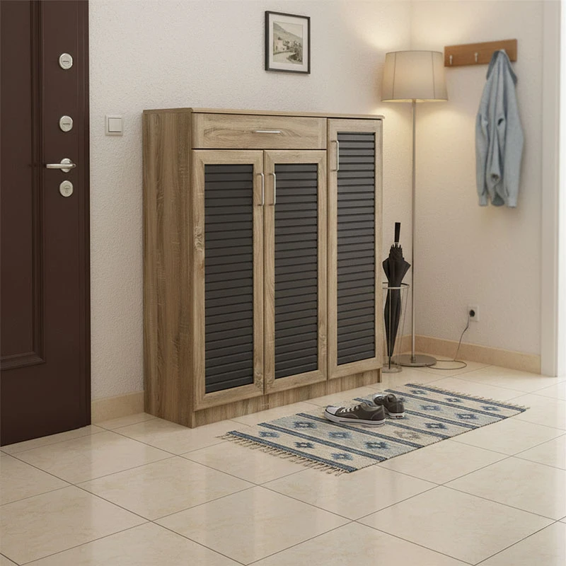 Shoe cabinet Sante pakoworld 30 pairs in sonoma-dark grey color 120x37x123cm
