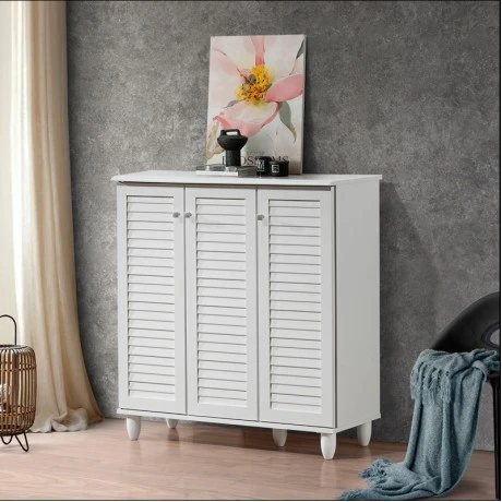 Shoe cabinet Santo pakoworld 16 pairs in white color 89.5x34.5x91.5cm