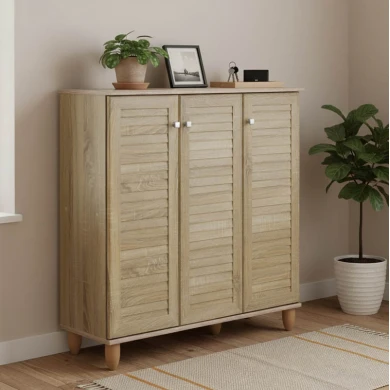 Παπουτσοθήκη-ντουλάπι SANTO pakoworld 16 ζεύγων χρώμα sonoma 89,5x34,5x91,5εκ