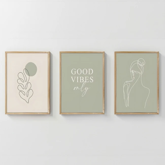 Wall art in frame Veyra pakoworld triptyque with digital print 33x1.5x48cm