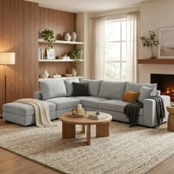 Multi-modal sofa Navaro pakoworld gray fabric 281x256x85cm Multi-modal sofa Navaro pakoworld gray fabric 281x256x85cm
