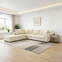 Multi-modal sofa Navaro pakoworld beige fabric 281x256x85cm Multi-modal sofa Navaro pakoworld beige fabric 281x256x85cm