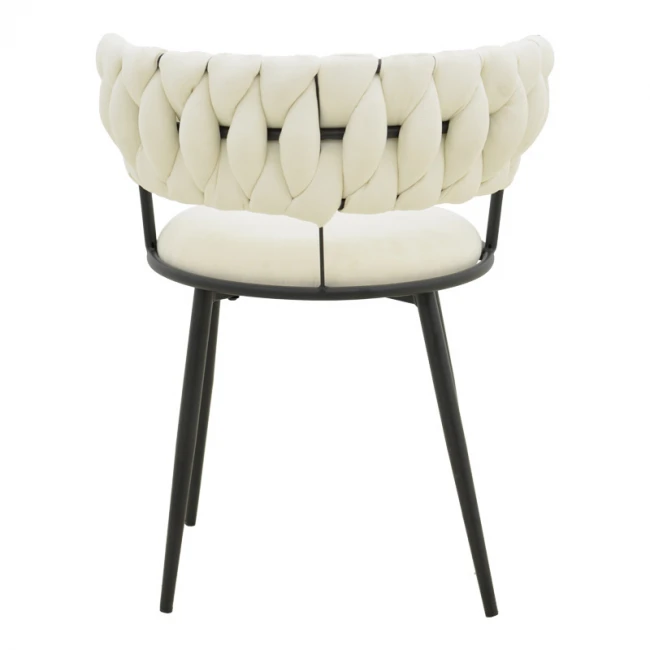 Alkia I pakoworld armchair fabric in ecru shade - black metal leg 57x58.5x72cm