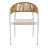 Elation aluminum armchair pakoworld stackable white frame-textilene natural rattan 57x56x78cm