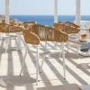 Πολυθρόνα αλουμινίου Raven pakoworld στοιβαζόμενη λευκός σκελετός-φυσικό textilene-rattan 57x62x78εκ