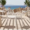 Ankara pakoworld stackable armchair pp in white color and natural color pe rattan 54x55.5x77cm