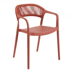 Πολυθρόνα Ankara pakoworld στοιβαζόμενη pp-pe rattan σε terracotta απόχρωση 54x55.5x77εκ Πολυθρόνα Ankara pakoworld στοιβαζόμενη pp-pe rattan σε terracotta απόχρωση 54x55.5x77εκ