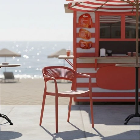Ankara pakoworld stackable armchair pp in terracotta color pe rattan 54x55.5x77cm
