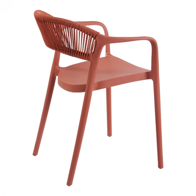 Πολυθρόνα Ankara pakoworld στοιβαζόμενη pp-pe rattan σε terracotta απόχρωση 54x55.5x77εκ