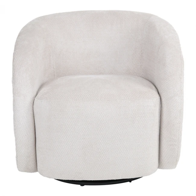 Πολυθρόνα Barrelo pakoworld περιστρεφόμενη με κρεμ ύφασμα 77x72x69εκ