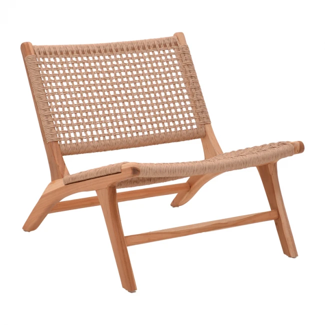 Beatrice armchair pakoworld teak wood skeleton and pe rope in natural color 65x78x68cm
