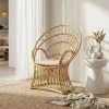 Armchair Boloni Inart with beige cushion-natural rattan 100x67x120cm