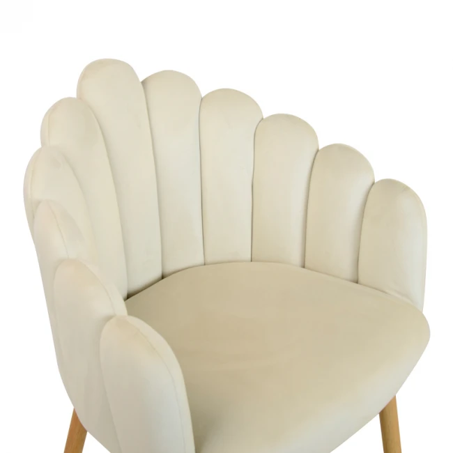 Briella armchair pakoworld off-white velvet fabric and metal legs in a natural shade 60x56x84cm