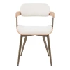 Πολυθρόνα Cameo pakoworld μέταλλο μπρονζέ-white-wash ξύλο-μπέζ ύφασμα 53x49.5x75.5εκ