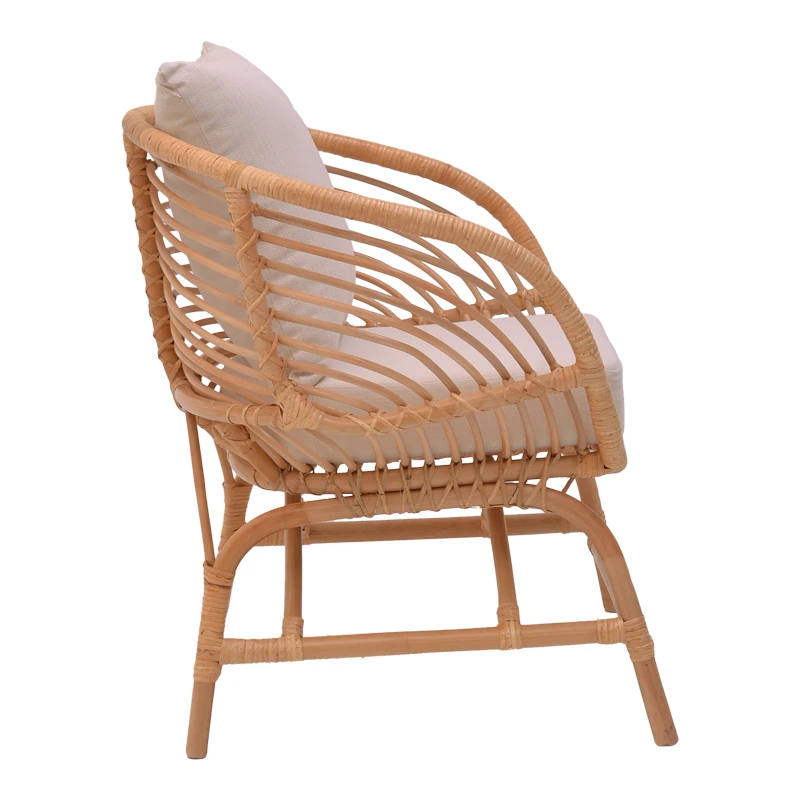 Armchair Caxen pakoworld natural rattan-white pillow 72x63x75cm