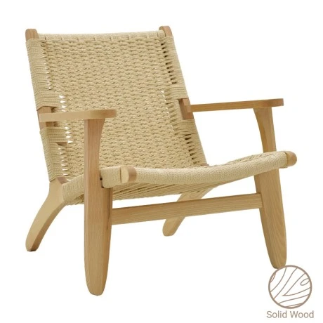 Armchair Chiara pakoworld natural beech wood-natural rope seat 70x68x75cm