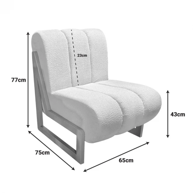 Cocoon pakoworld armchair, fabric in white - legs in natural shade 65x75x77cm