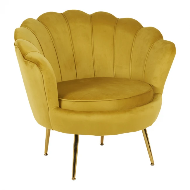 Daimon pakoworld velvet armchair in yellow shade 79x74x78cm