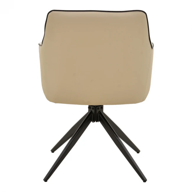 Πολυθρόνα Debra pakoworld περιστρεφόμενη μπεζ ύφασμα-pu με πόδι μετάλλου σε μαύρη απόχρωση 60x64x83εκ