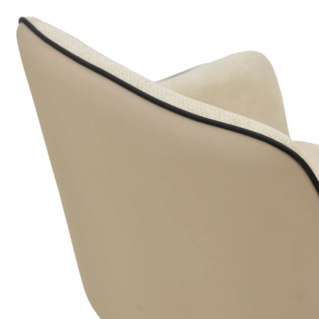 Πολυθρόνα Debra pakoworld περιστρεφόμενη μπεζ ύφασμα-pu με πόδι μετάλλου σε μαύρη απόχρωση 60x64x83εκ