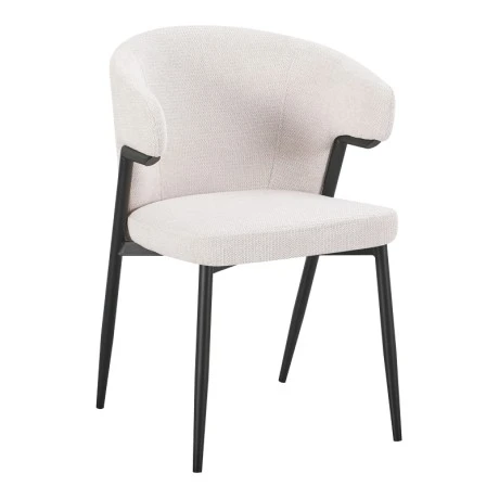 Armchair Ezande pakoworld beige fabric with black metal leg 48x55x81.5cm