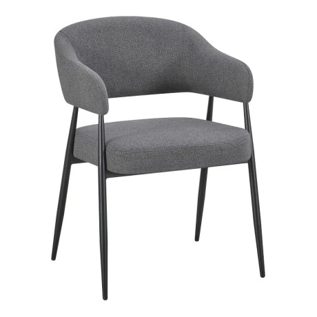 Armchair Filonda pakoworld anthracite fabric with black metal leg 47x58x79cm