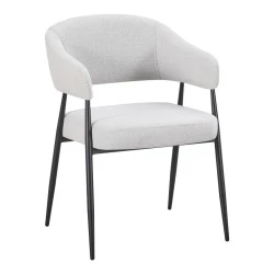 Armchair Filonda pakoworld grey fabric with black metal leg 47x58x79cm