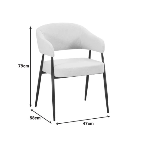 Armchair Filonda pakoworld grey fabric with black metal leg 47x58x79cm