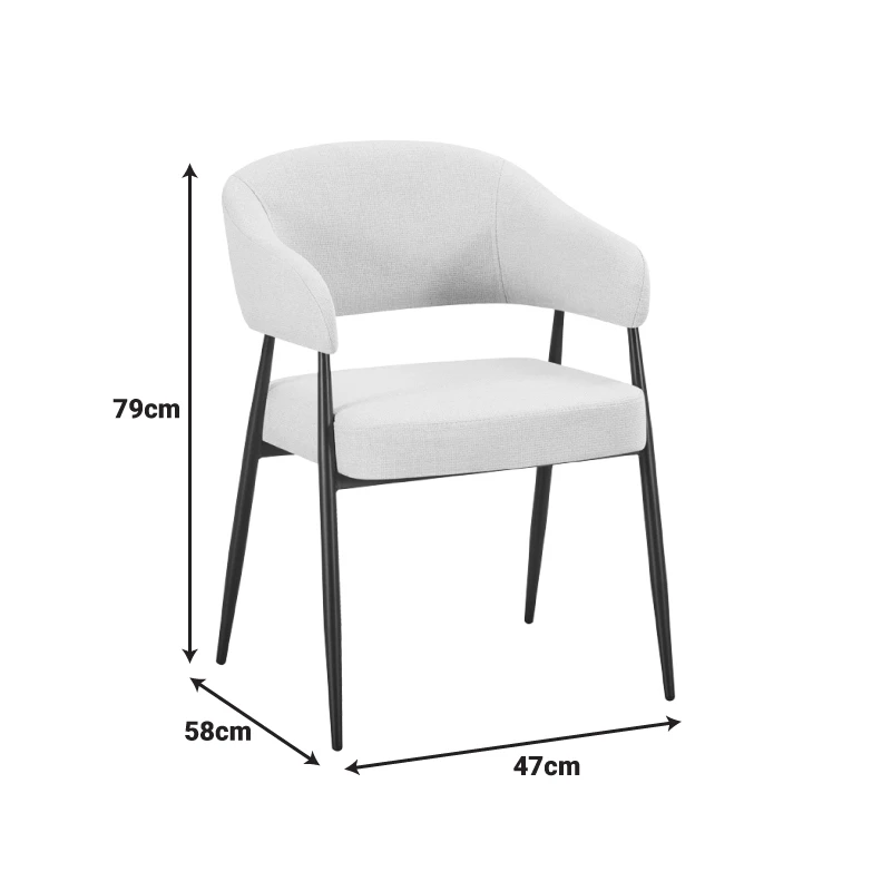 Armchair Filonda pakoworld grey fabric with black metal leg 47x58x79cm